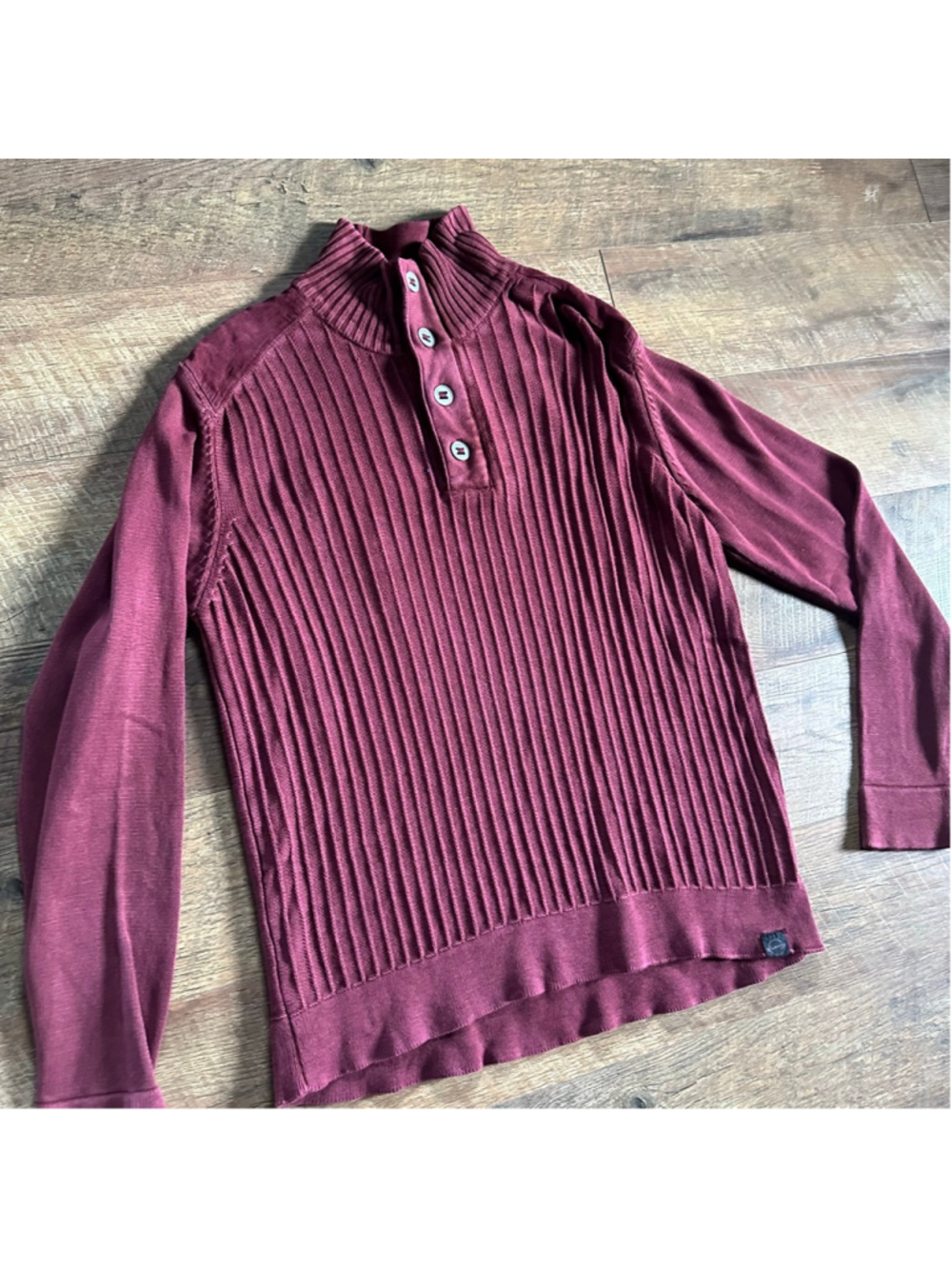 Men's Weatherproof Maroon Ribbed Zip Up Sweater M
